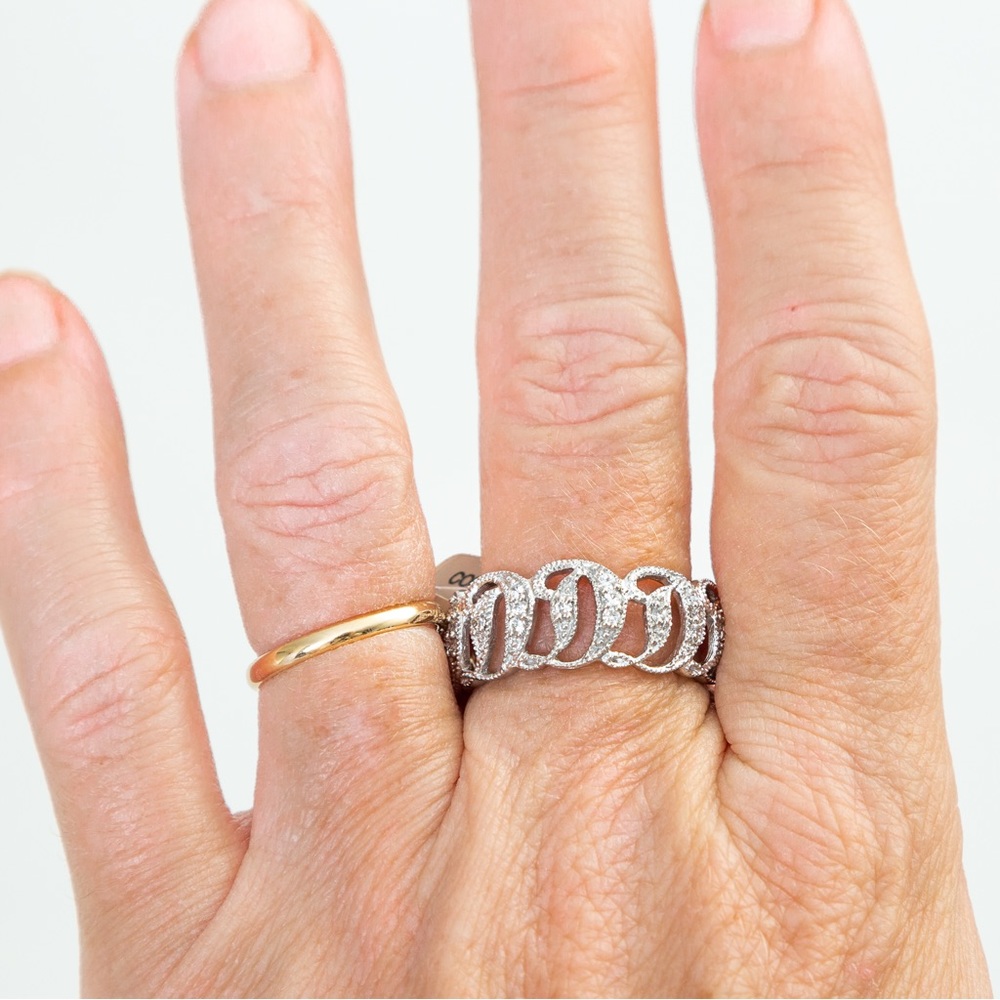CZ faux diamond sterling silver band style ring Brilliante 10
